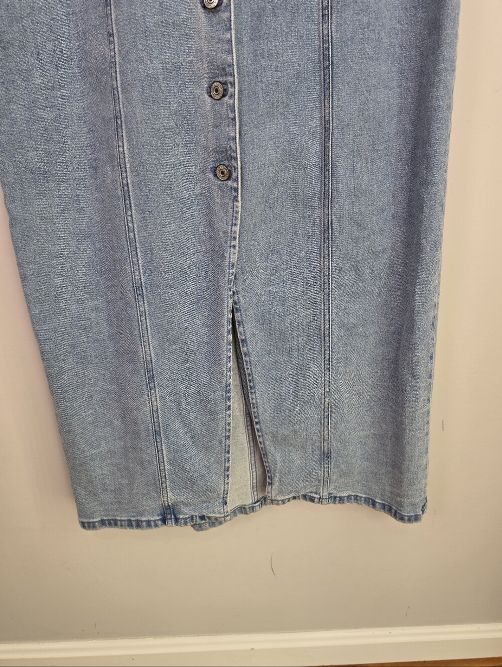Abercrombie & Fitch The Mara Denim Vest Midi Dress Large Button Front - Picture 15 of 16